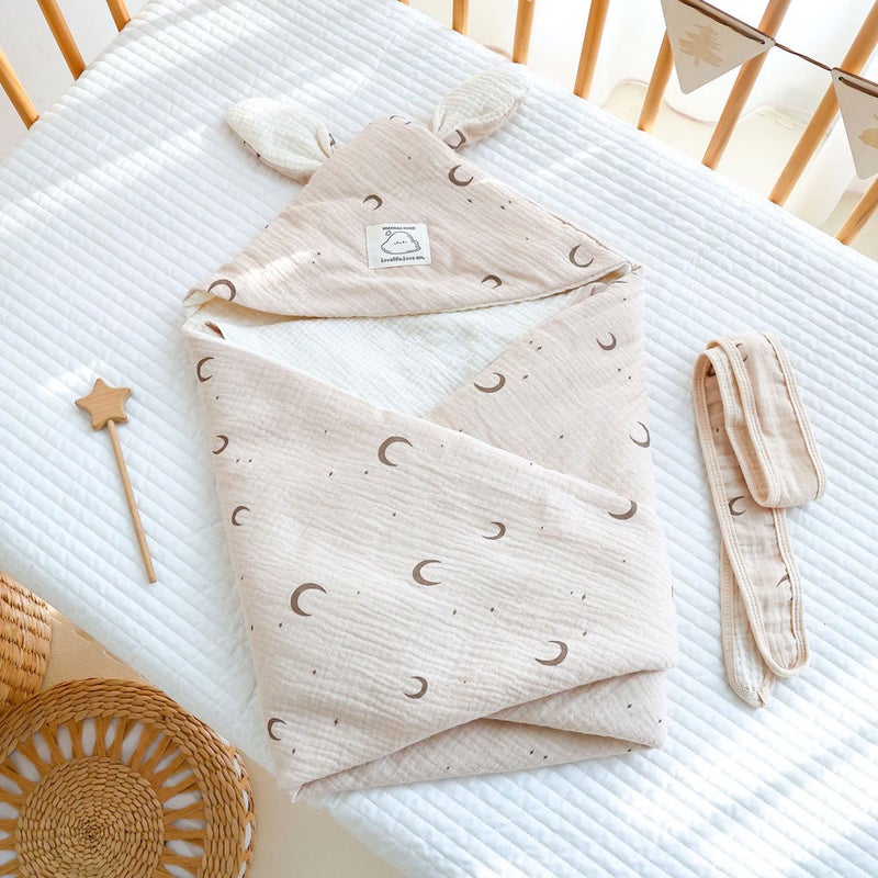 Cotton Gauze Cushion Cotton Newborn Baby Package Baby Supplies Bath Towel Hooded Newborn Package - Image 1